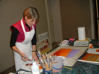 Barb Smucker explaining her unique watercolor painting process.